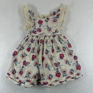 Cupcakes and Cashmere Girls Cream Floral Eyelet Flutter Sleeve Dress Size 2T